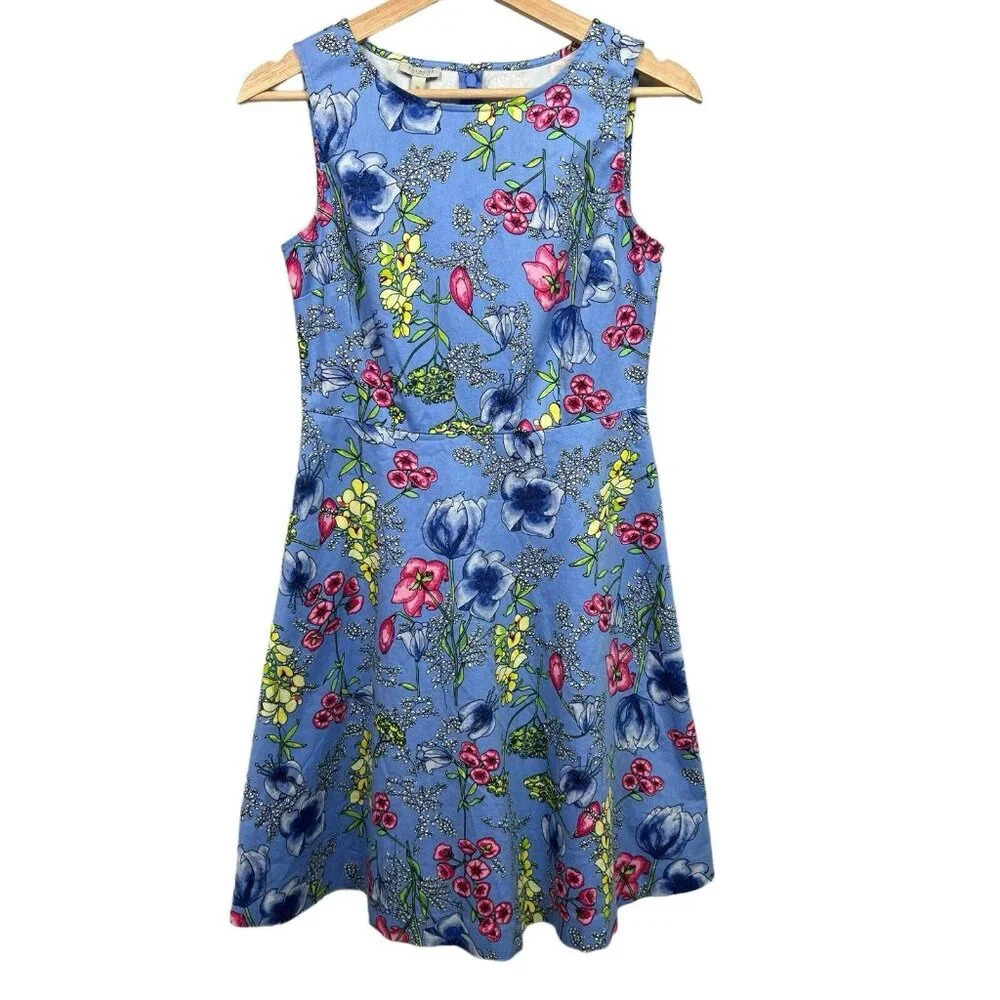 Talbots Petite Women's Dress Sleeveless Multicolor Floral Size 2P Knee Length